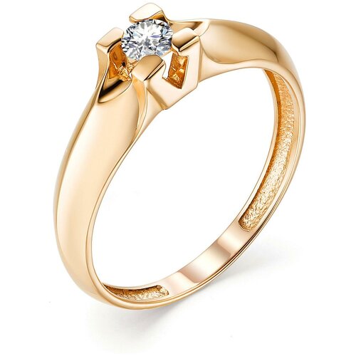 фото Алькор кольцо с 1 бриллиантом из красного золота 13179-100, размер 17