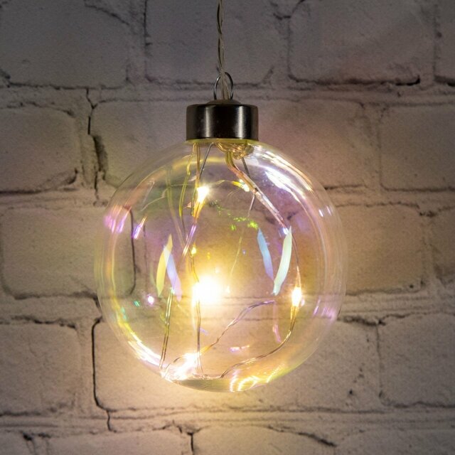 Peha Декоративный подвесной светильник Шар Кристер 8 см, 4 теплые белые LED лампы, на батарейках, стекло GF-15540