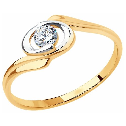 фото Diamant кольцо из золота с фианитом 51-110-00844-1, размер 18.5