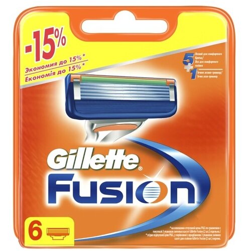 Gillette - Сменные кассеты Fusion 6шт сменные кассеты для станка gillette fusion power 4шт