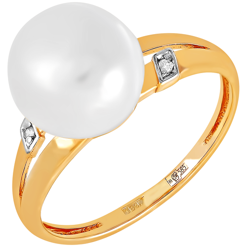 фото Примаэксклюзив кольцо с жемчугом и фианитами из красного золота 190-1-789р, размер 17.5