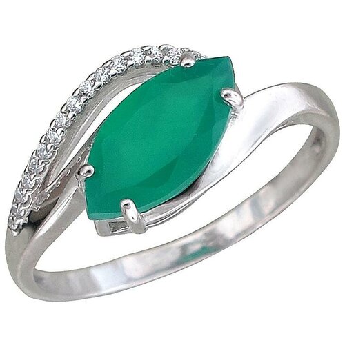 фото Эстет кольцо с агатом и фианитами из серебра 48к455809, размер 18.5