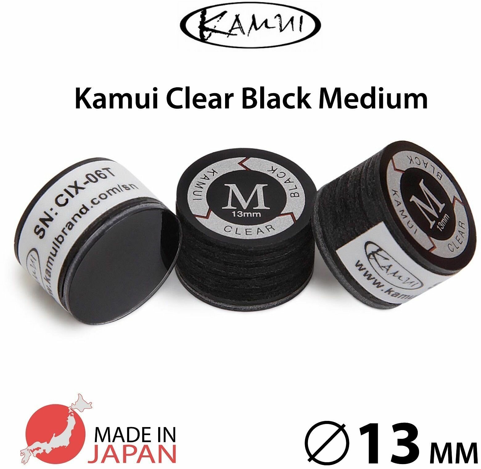 Наклейка для кия Kamui Clear Black 13 мм Medium, многослойная, 1 шт.