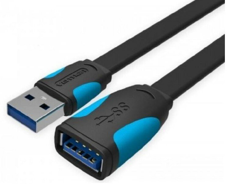 Кабель-удлинитель Vention USB 3.0 AM - AF 3 м, кабель для передачи данных, черного/голубого цвета