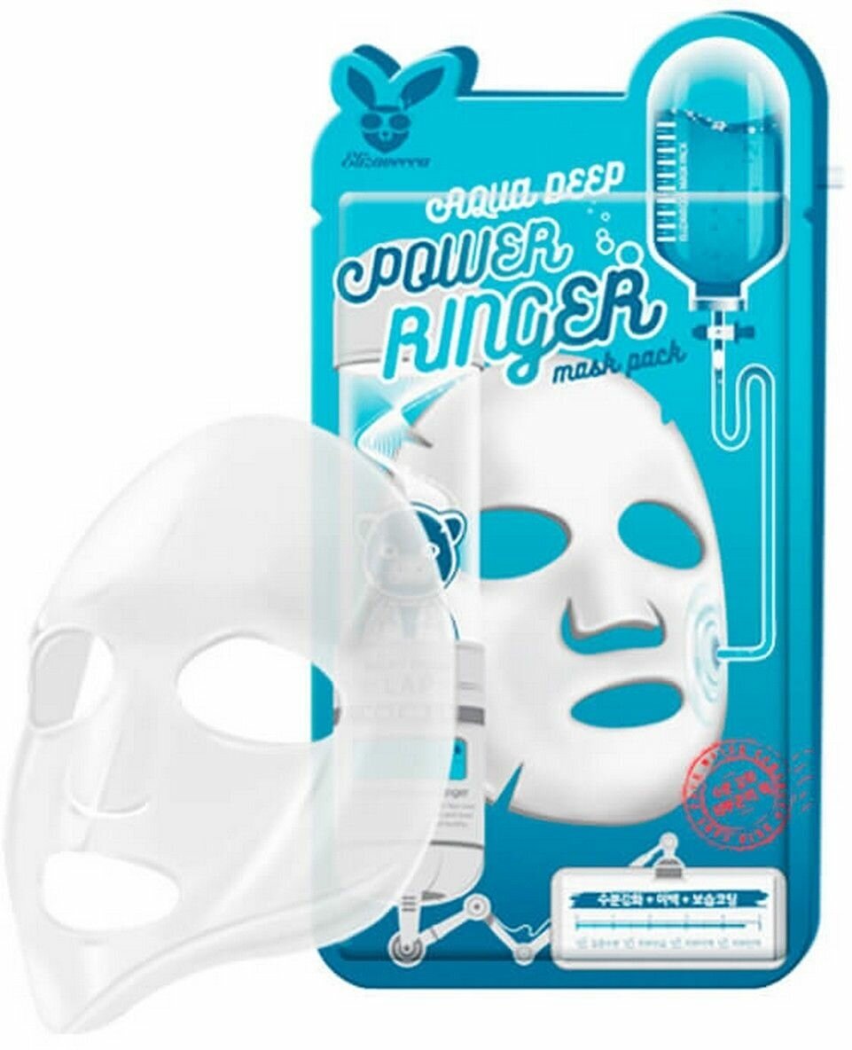 Elizavecca Увлажняющая тканевая маска с увлажняющим фактором / Aqua Deep Power Ringer Mask Pack, 23 мл, 3 штуки