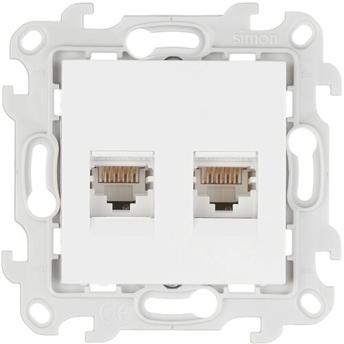 Розетка компьютерная Simon 24 Harmonie 2450593-030 скрытая установка белая два модуля RJ45 cat 5е розетка компьютерная harmonie 2450593 030 скрытая установка белая два модуля rj45 cat 5е 2 шт