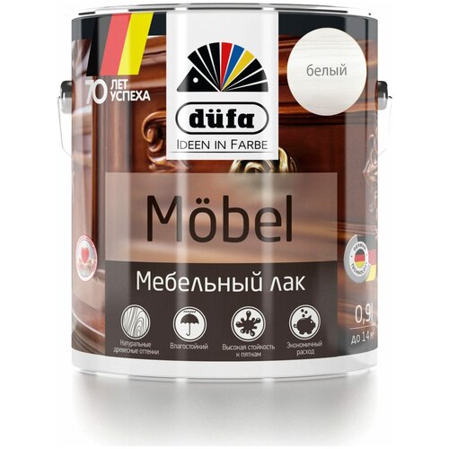 Лак алкидный мебельный Dufa Mobel белый 0,9 л глянцевый