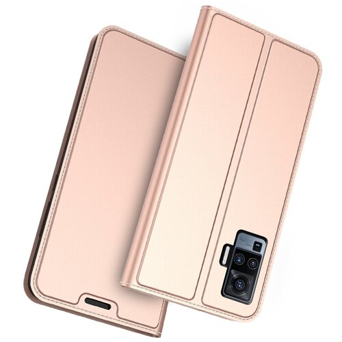 фото Чехол-книжка mypads для vivo x50 pro водоотталкивающий с мульти-подставкой на жесткой металлической основе розовое золото