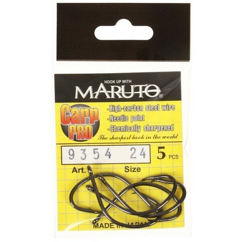 крючки карповые maruto 9354 цвет bn 24 carp pro 5 шт 9680708 Крючки карповые Maruto 9354, цвет BN, № 24 Carp Pro, 5 шт.