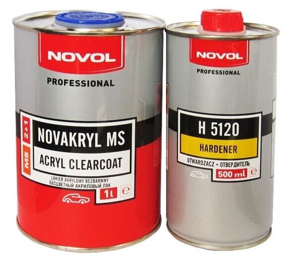 Лак Новакрил Ms 2+1 С Отвердителем Novol, 1л+0,5л Novol арт. 38041-35631