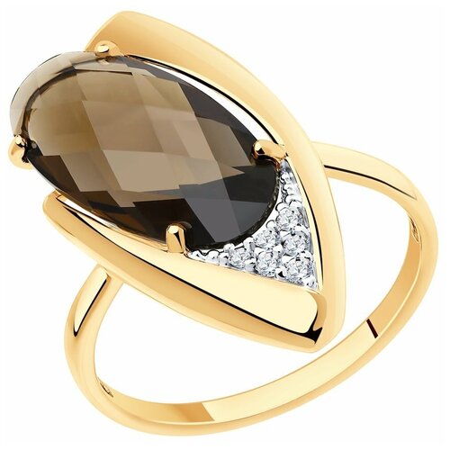 фото Sokolov кольцо из золота с раухтопазом и фианитами 715858, размер 18