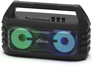 Колонка портативная Ritmix SP-610B,20Вт, bluetooth, MP3, FM, аккумулятор 2000 мАч, дин. подсветка, эквалайзер - чёрная