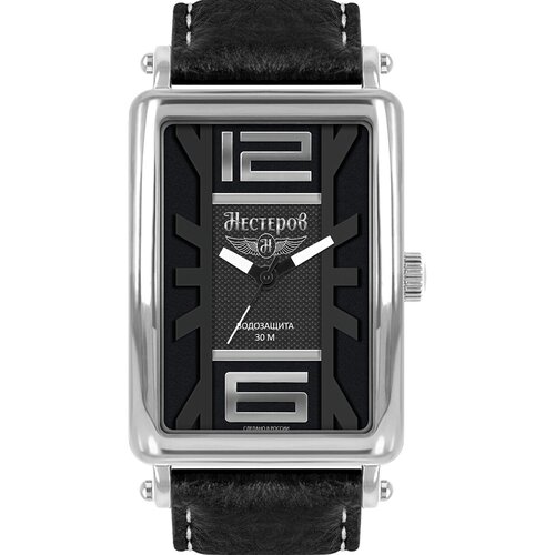 Наручные часы Нестеров, серебряный, черный наручные часы нестеров h0959f02 03e черный серебряный