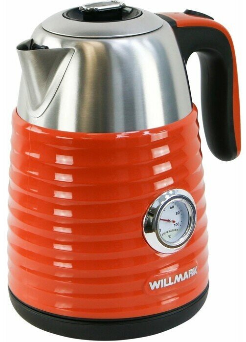 Чайник электрический WILLMARK WEK-1738PST, металл, 1.7 л, 2200 Вт, оранжевый