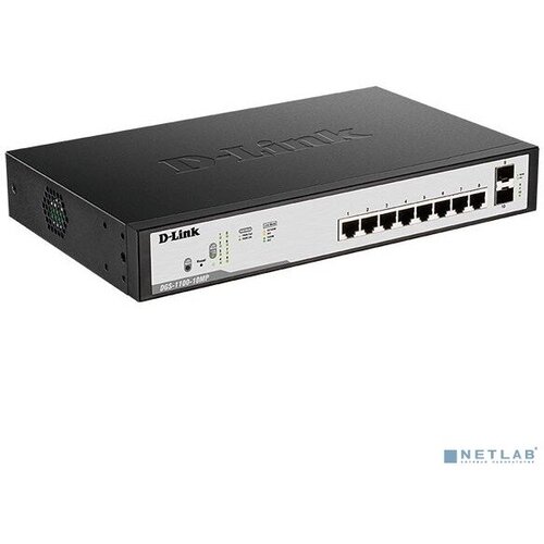 D-Link SMB Сетевое оборудование D-Link DGS-1100-10MPV2A3A Настраиваемый L2 коммутатор с 8 портами 101001000Base-T и 2 портами 1000Base-X SFP 8 портов PoE 8023afat PoE-бюджет 130 Вт 20129₽