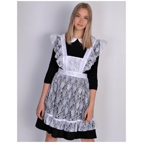 фото Школьный белый ажурный фартук на отлично на последний звонок school dress 46-48 форма на отлично