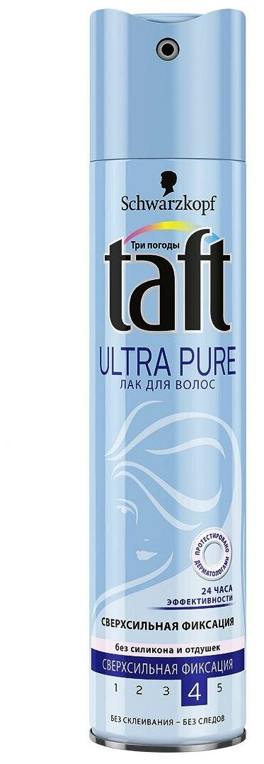 Тафт Лак для волос Ultra pure, экстрасильная фиксация, 250 г, 250 мл