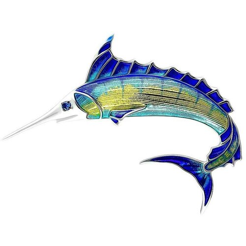 Брошь Bestgold, серебро, 925 проба, фианит, эмаль