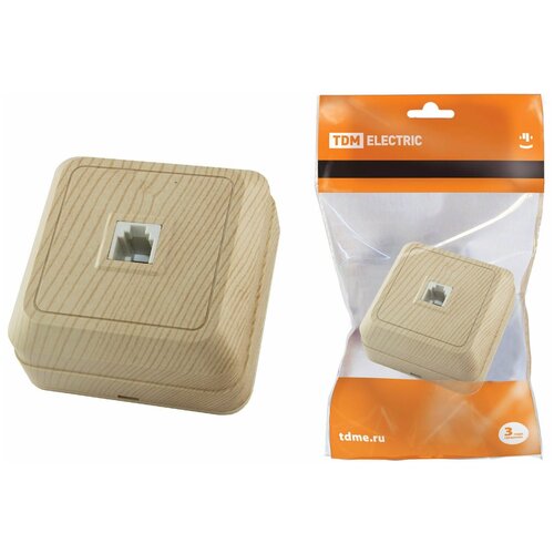 Розетка TФ (RJ-11) открытой установки IP20, сосна 