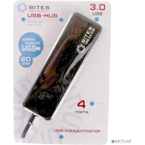 5bites USB-концентраторы HB34-310BK Концентратор 4 USB3.0 USB PLUG BLACK usb концентратор wss hu120 usb хаб с выносными разъемами черный