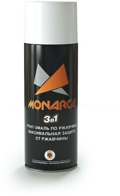 фото Грунт-эмаль по ржавчине 3в1 аэрозольная Monarca 520 мл, RAL9003 Белый Глянцевый 9765852