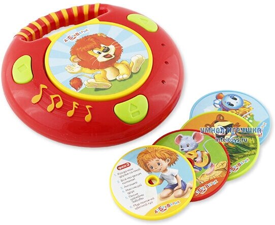 Интерактивная развивающая игрушка Азбукварик CD-плеер с огоньками "Песенки из мультиков", красный - фотография № 5