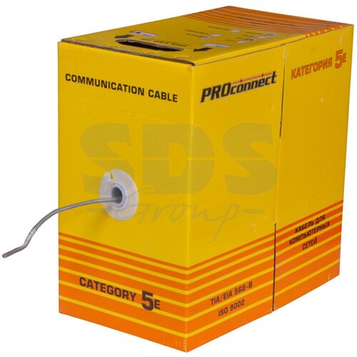 proconnect ftp 4pr 24awg cat5e 01 0155 305 м 1 шт черный Кабель витая пара на катушке PROconnect 01-0142-3 FTP 4PR 24AWG CAT5e LT (PB) (305 метров), катушка