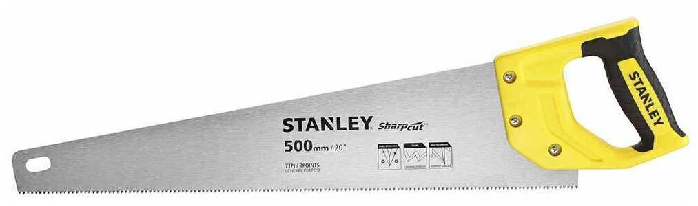 Ножовка по дереву Stanley SharpCut TPI7 500мм STHT20367-1 - фото №2
