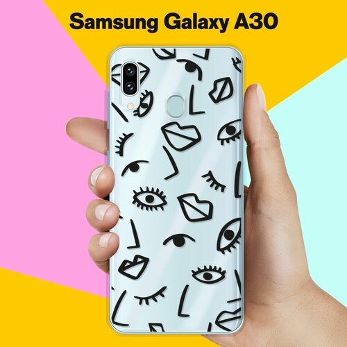 Силиконовый чехол Глаза и губы на Samsung Galaxy A30 пластиковый чехол ooh la la губы на samsung galaxy s4 mini самсунг галакси с 4 мини