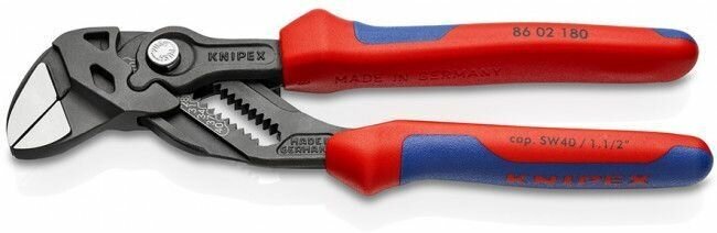 KNIPEX Клещи переставные - гаечный ключ, 40 мм 1 12, L-180 мм, серые, 2-к ручки KN-8602180