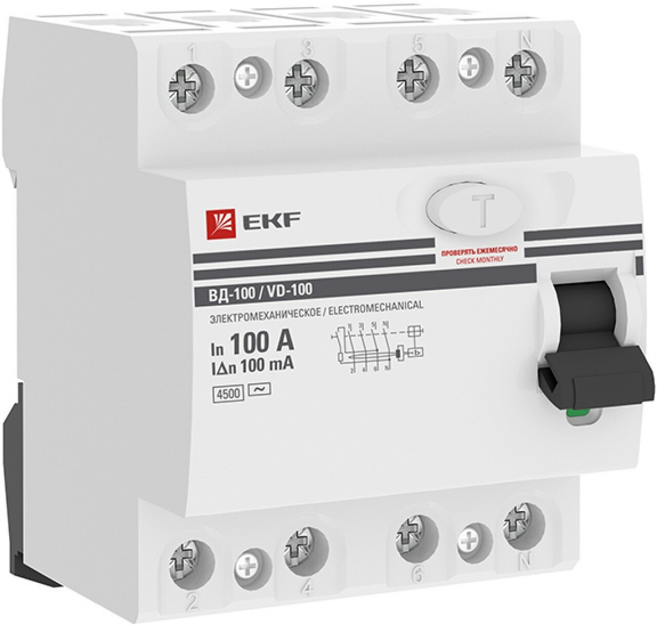 Устройство защитного отключения УЗО ВД-100 4P 100А-100мА (электромеханическое) EKF PROxima