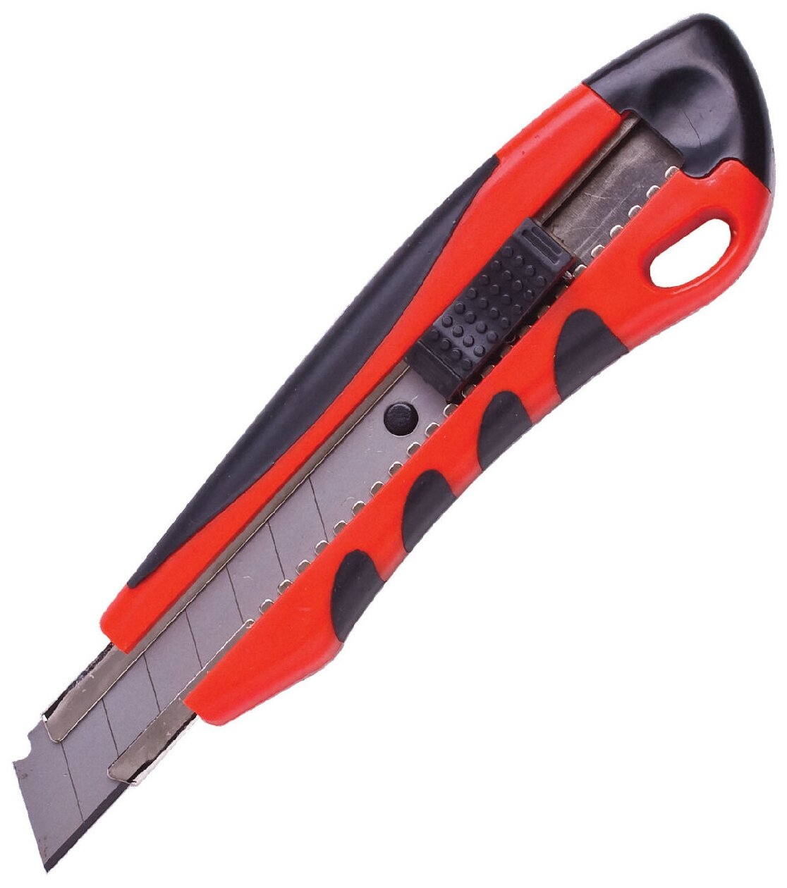 Нож канцелярский 18 мм BRAUBERG "Universal", 3 лезвия в комплекте, автофиксатор, резиновые вставки, 230920