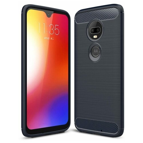 Чехол-накладка Carbon Fibre для Motorola Moto G7 (темно-синий)