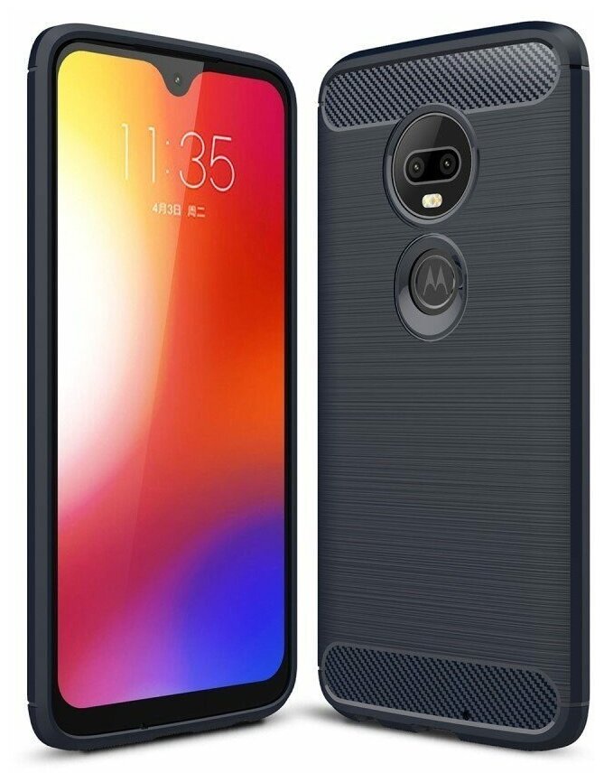 Чехол-накладка Carbon Fibre для Motorola Moto G7 (темно-синий)