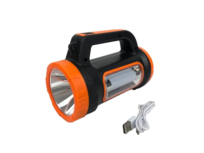 фото Фонарик аккумуляторный универсальный c АКБ + солнечной батареей с USB+Power Bank