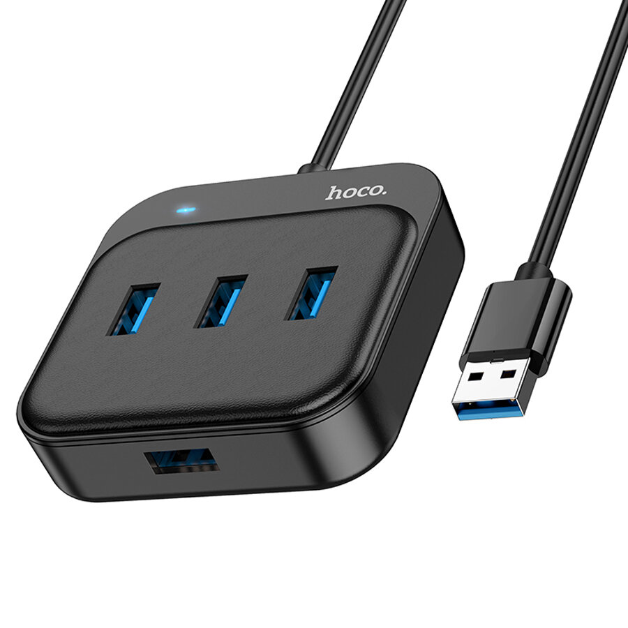 USB HUB разветвитель HOCO HB31 Easy 4 в 1 USB3.0 (m) - 4xUSB3.0 (f) 20 см черный