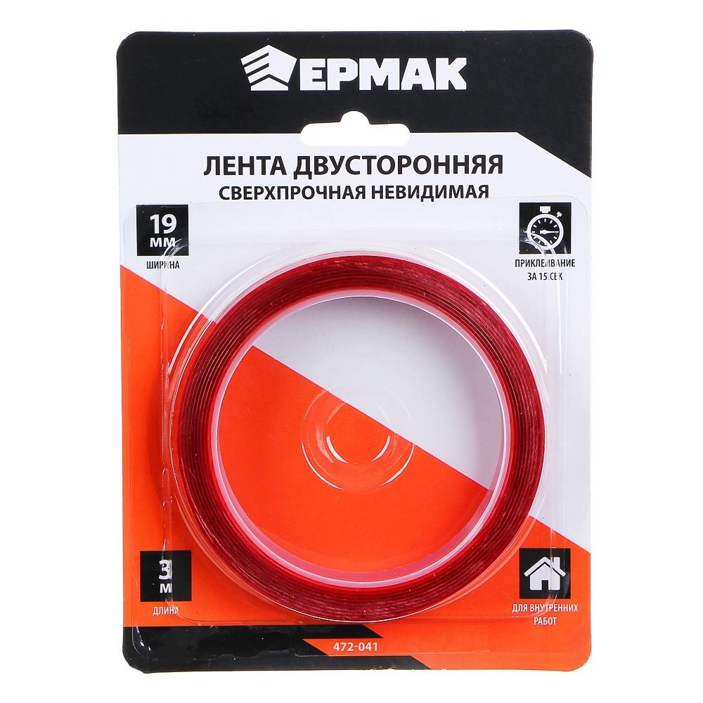 фото Ермак Лента двусторонняя сверхпрочная невидимая 19мм х 3м