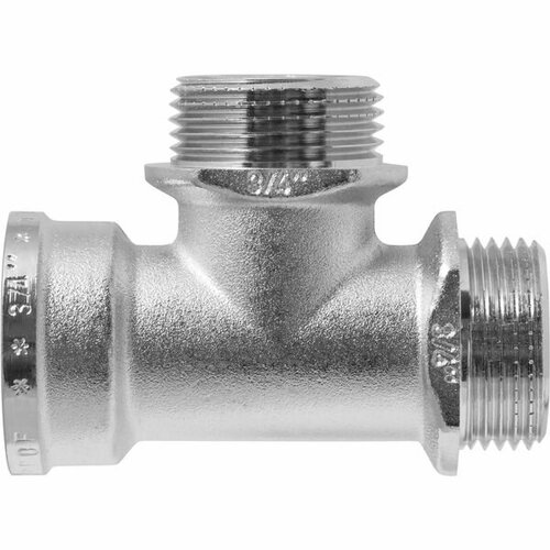 Тройник латунный 34 с ограничителем внутренняя-наружная-наружная резьба 995₽