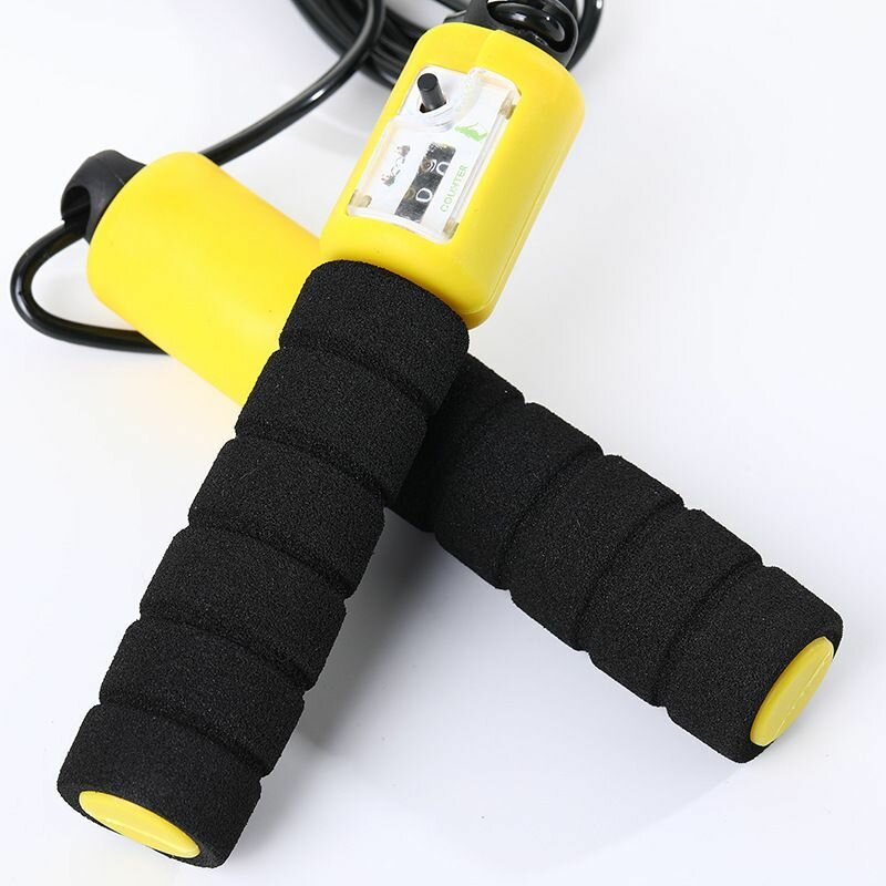 Скакалка для фитнеса, кроссфита со счетчиком прыжков, 270 см, черно-желтая