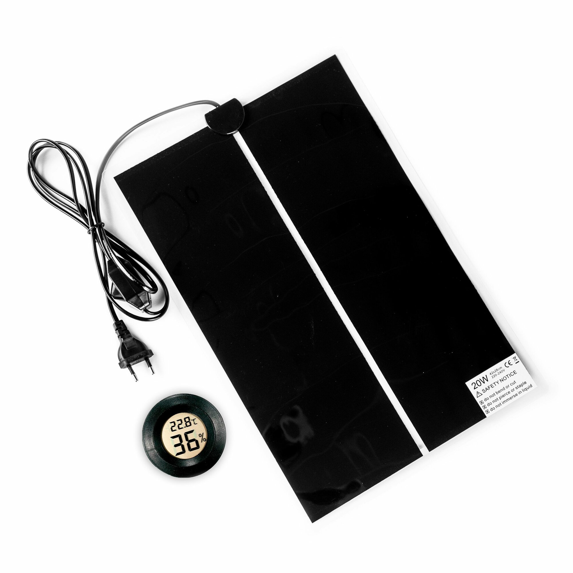 фото Коврик греющий + термогигрометр для террариума, термоковрик, 20 Вт, 42х28 см, PetPetZone