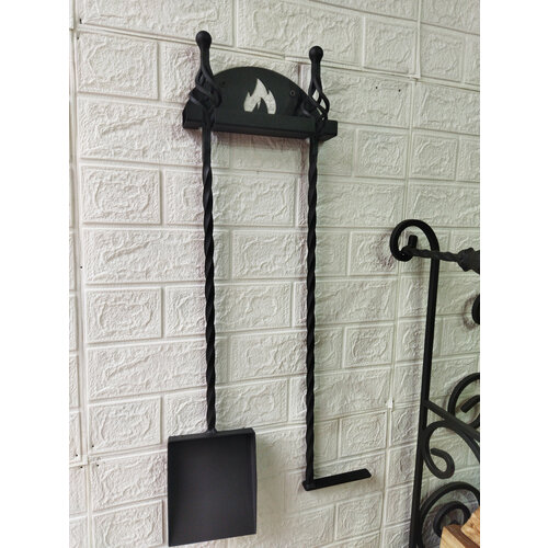 Кочерга и совок на подвесе, черный полуматовый