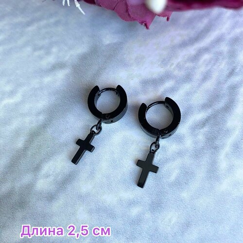 Серьги конго Stainless steel, черный