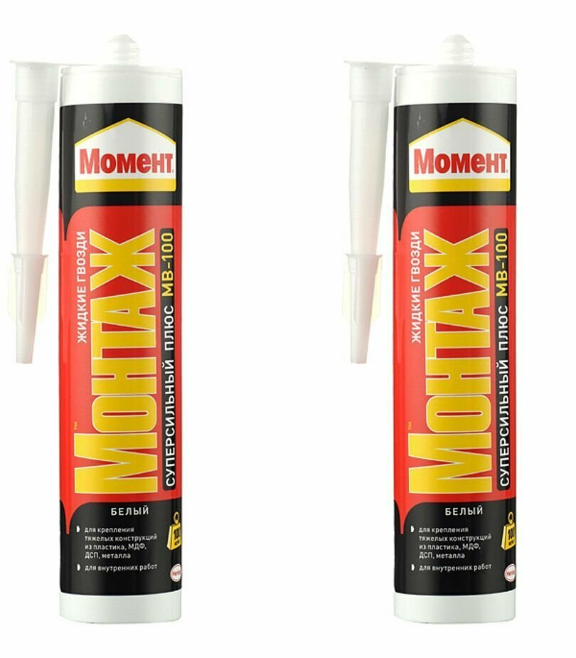 фото Клей монтажный акриловый Момент Монтаж МВ-100 суперсильный плюс белый 310 мл
