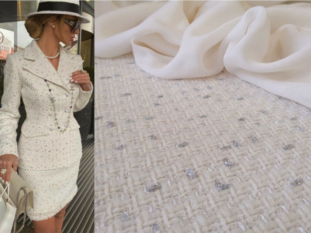 Ткань твид в стиле Chanel, Италия, отрез 0,5 х1,40 м