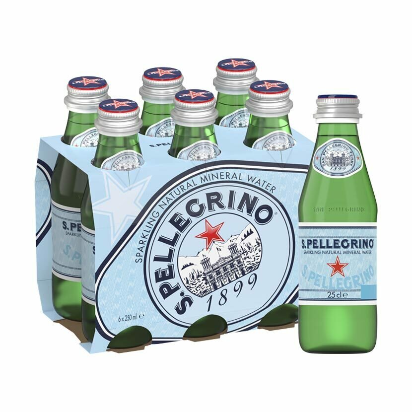 Минеральная вода San Pellegrino (Сан Пеллегрино) 6 шт по 0,25 л, стекло