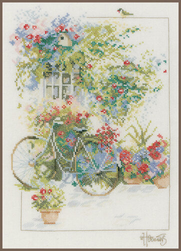 Изображение товара PN-0168447 Набор для вышивки крестом LanArte Flowers & Bicycle "Цветы и велосипед"
