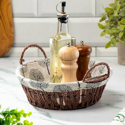 Корзина 27х25х8 см круглая плетеная с ручками Дерево Y6-2527 659₽