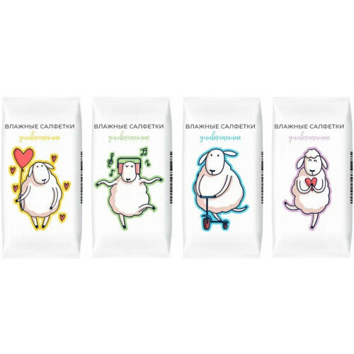 Влажные салфетки Cotto Овечка универсальные, с хлопком, 4*8шт