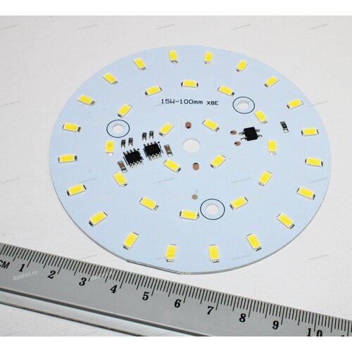 LED modul PCB-220-DL-57302835-15W-100mm-36SMD-DW 1260Lm 15W Day-4000k D-100mm 220V прямого подключения Модуль све электротовар 1267₽