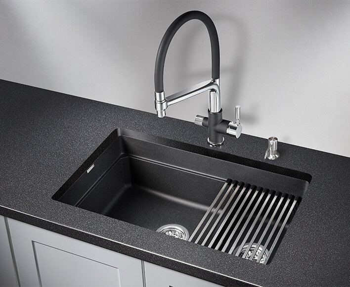 Кухонная мойка Granula Kitchen Space 73х45.5 KS-7304U черный - фото №2
